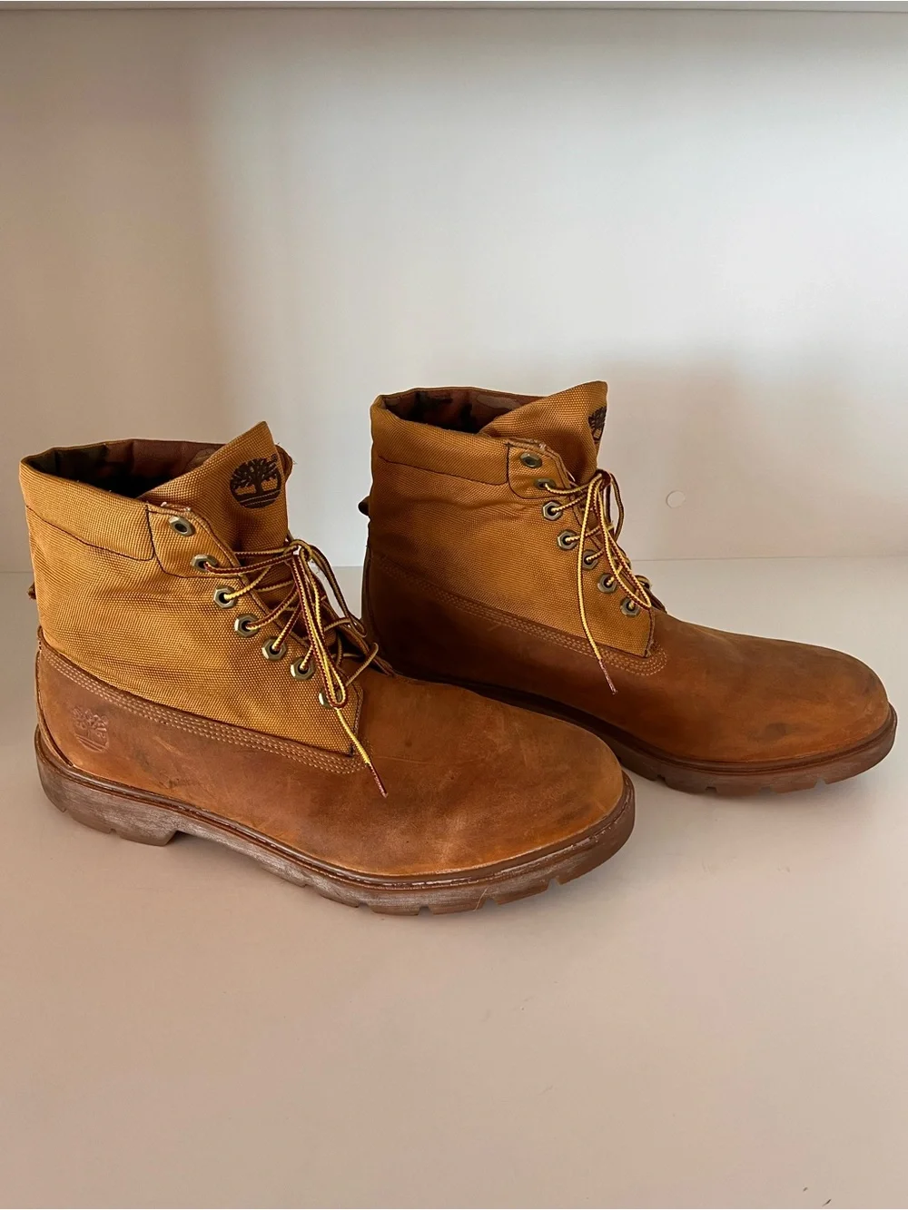 Timberland Roll Top Canvas Leather Boots Wheat Camo Men 13 Excellent Condition